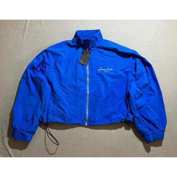 Sean John x Missguided Jacket Womens 4‎ Blue Cropped Zip Up Windbreaker. - Picture 1 of 13